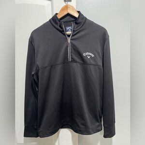 CALLAWAY Golf Weather Series 1/4 Zip Pullover Black Waffle Knit Mens Medium